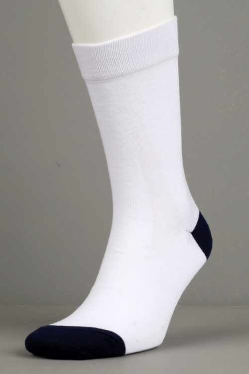 White & Navy Cotton Socks