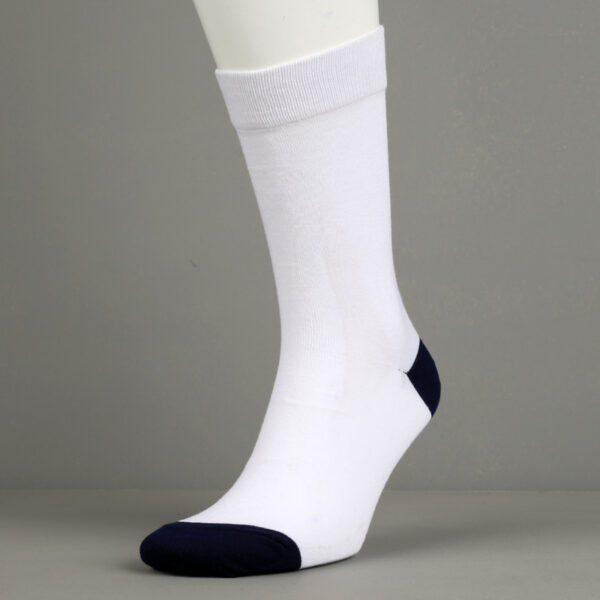 White & Navy Cotton Socks