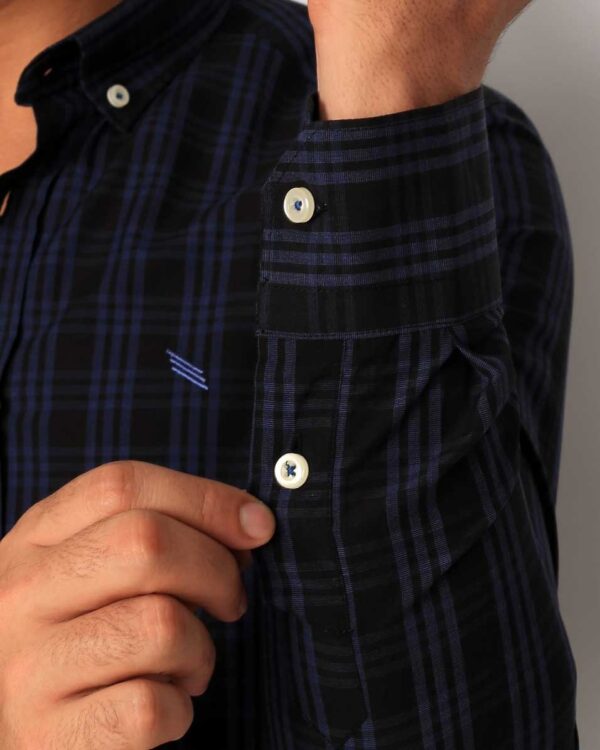 Smart Fit Blue & black Checked Shirt - Image 5