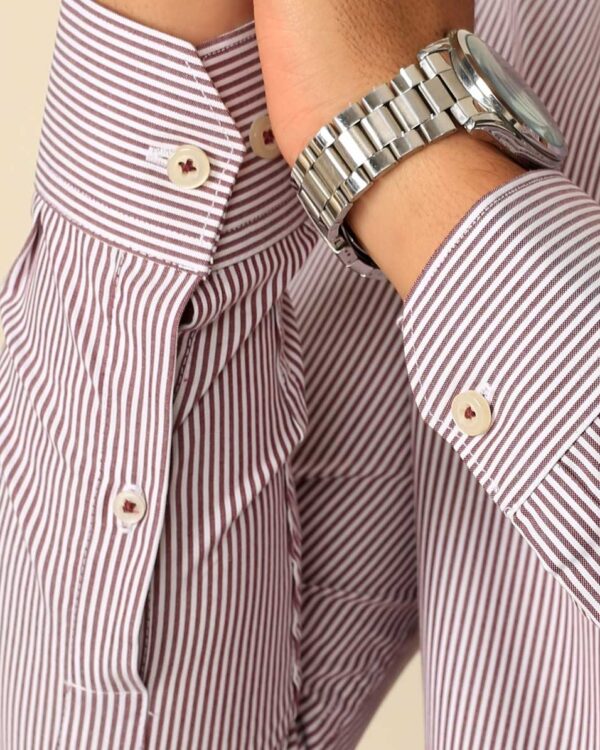 Smart Fit Terracotta Striped Shirt - Image 5