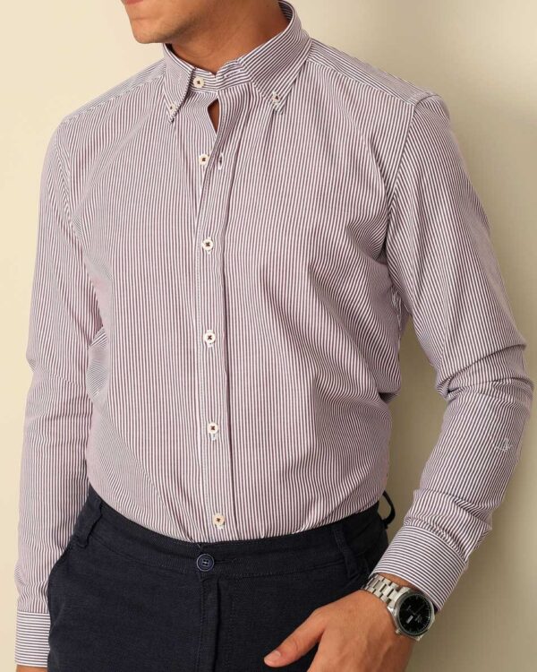 Smart Fit Terracotta Striped Shirt - Image 2